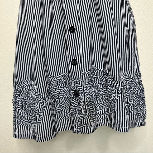 Judith March Stripe Ruffle Racerback Rosette Hem Black White Dress Women Large - Picture 6 of 15
